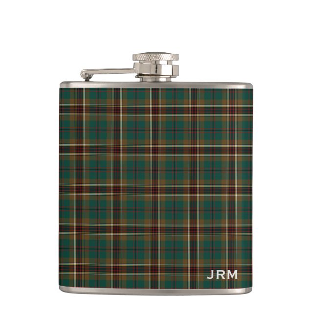 Murphy Tartan Monogram Irish Plaid Hip Flask (Front)