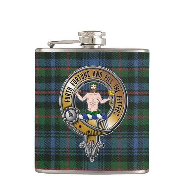 Murray Atholl Tartan & Badge Hip Flask (Front)