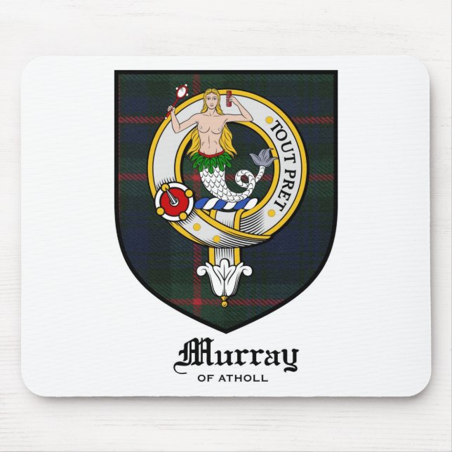 Murray Clan Crest Badge Tartan Mouse Pad (Front)