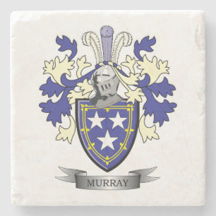 Murray Family Crest Coat of Arms Stone Coaster