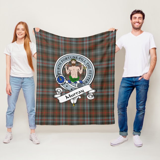 Murray Of Atholl Weathered Clan Badge Tartan Plaid Fleece Blanket (In Situ)