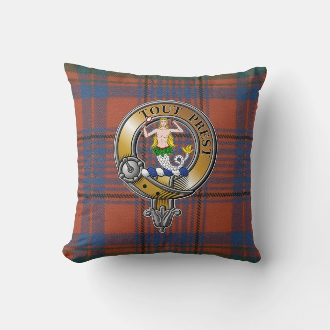Murray Tartan & Badge Throw Pillow (Front)