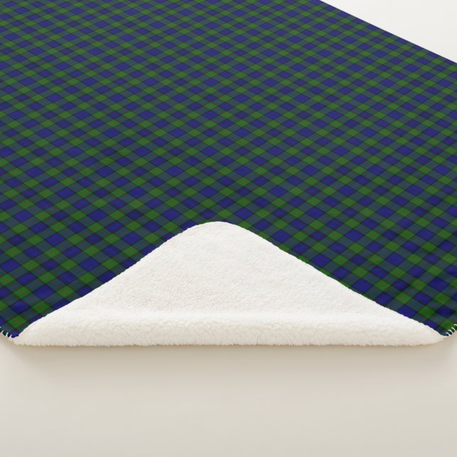 Murray tartan blue green plaid sherpa blanket (3/4)