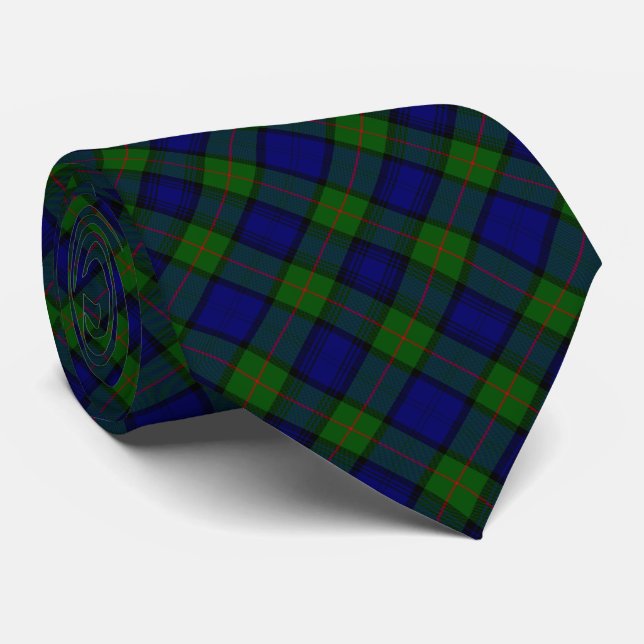 Murray tartan blue green plaid tie (Rolled)