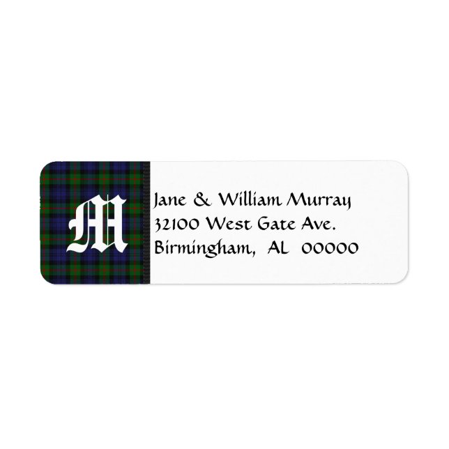 Murray Tartan Plaid Monogram Address Labels (Front)