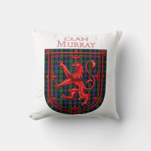 Murray Tartan Scottish Plaid Lion Rampant Throw Pillow