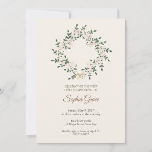 Murraya Lobed Wreath First Communion Invitation