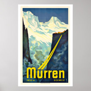 Mürren Suisse Affiche de ski vintage
