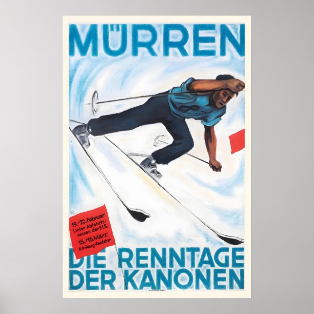 Mürren Switzerland Racing Days Vintage Ski Poster (Front)