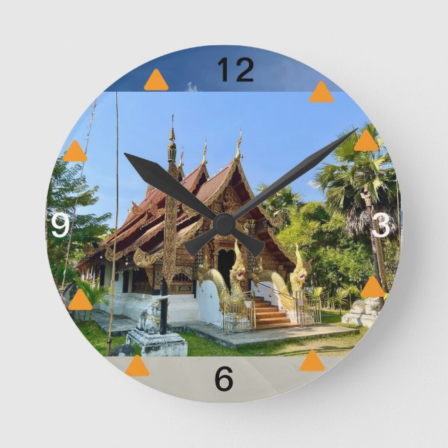 Murugi Home Decor Temple  8" Round Acrylic Wall  Clock (Front)
