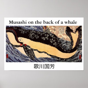Musashi on the back of a whale poster