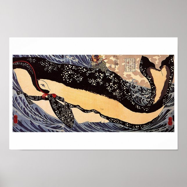 Musashi on the back of a whale poster (Front)