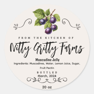 Muscadine Jam Jelly preserve Custom Canning Label