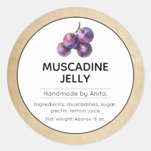 Muscadine Jam  or Jelly Canning Jar Label 