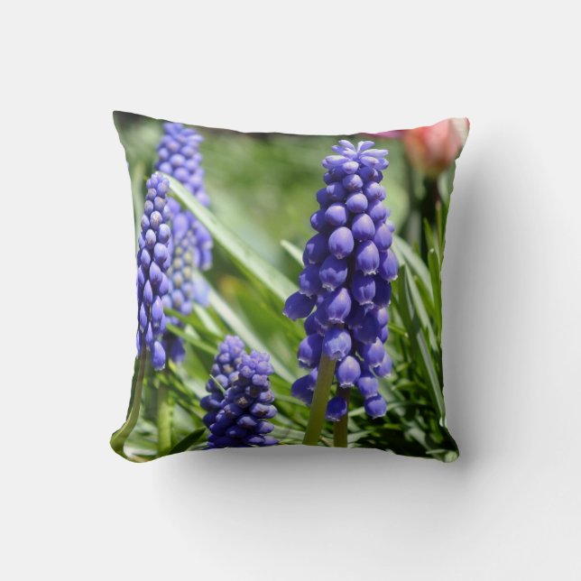 Muscari (Grape Hyacinth) Throw Pillow (Front)