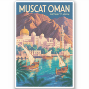 Muscat Oman Illustration Travel Art Vintage