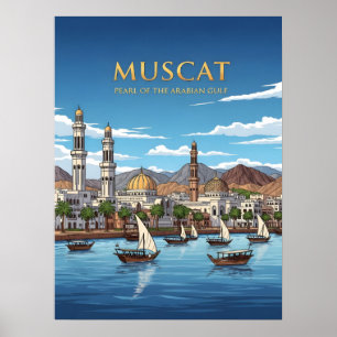 Muscat Oman waterfront cityscape Poster