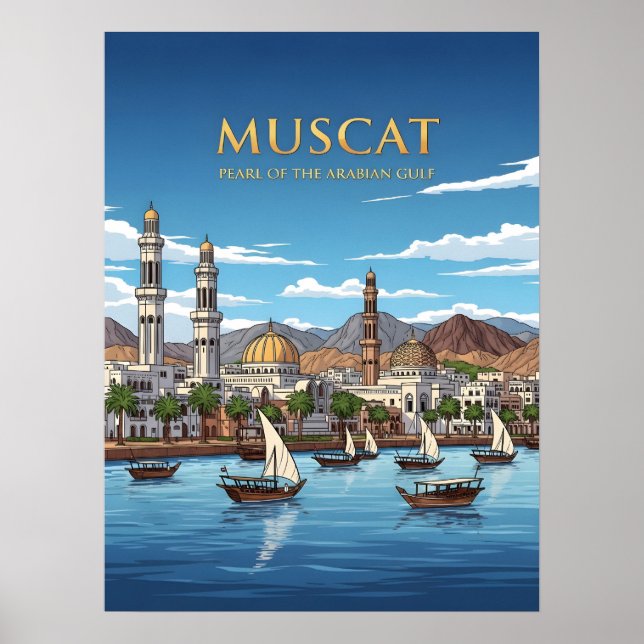 Muscat Oman waterfront cityscape Poster (Front)