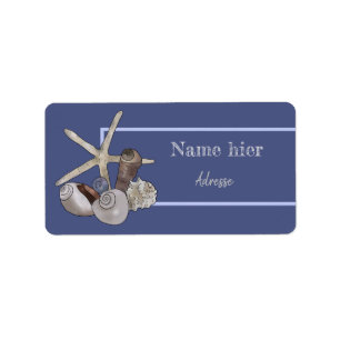 Muscheln und Seestern Label