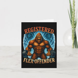Muscle Bigfoot Registered Flex Offender Funny Gym Card