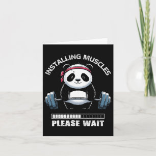 Muscle Building Fitness Panda Weight Lifting Barbe Card