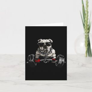 Muscle Bulldog Dog Deadlifting Gym Tee Weightlifti Card
