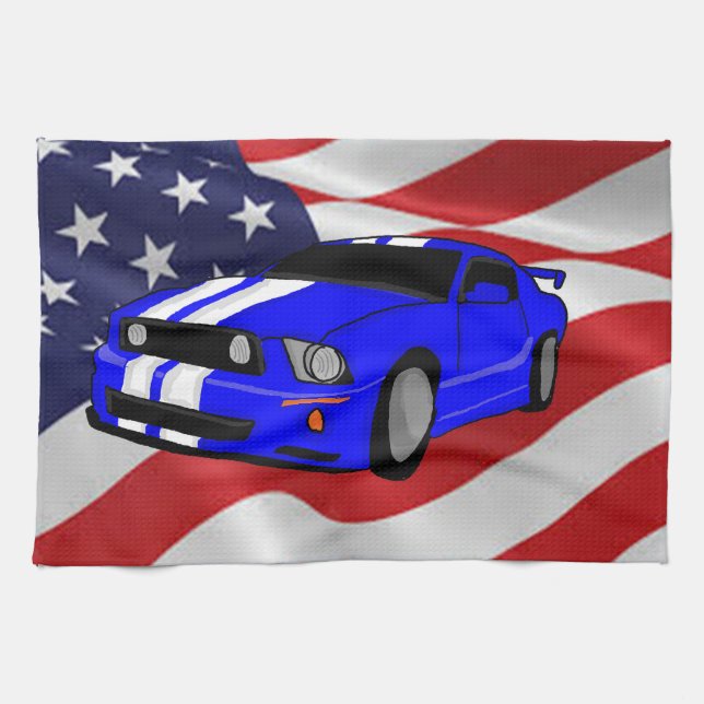 Muscle car design kitchen towel (Horizontal)