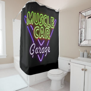 Muscle Car Garage Neon Sign Blue Green