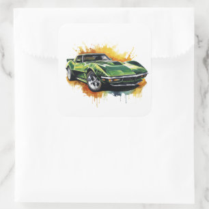Muscle Car Square Sticker