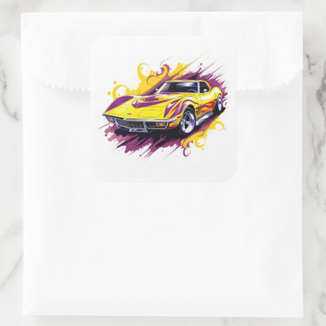 Muscle Car Square Sticker (Bag)