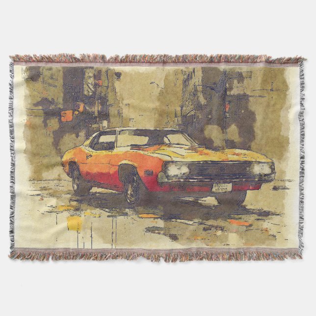 Muscle Car Throw Blanket (Front)