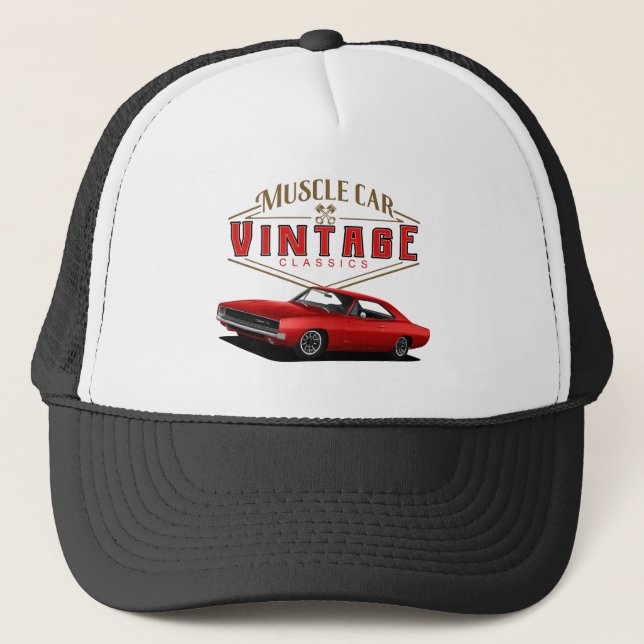 Muscle Car Vintage Charger Trucker Hat (Front)