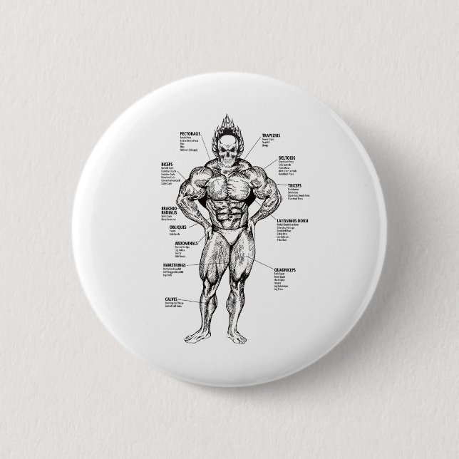 Muscle Chart And Exercise Guide - Bodybuilding Mot 2 Inch Round Button (Front)