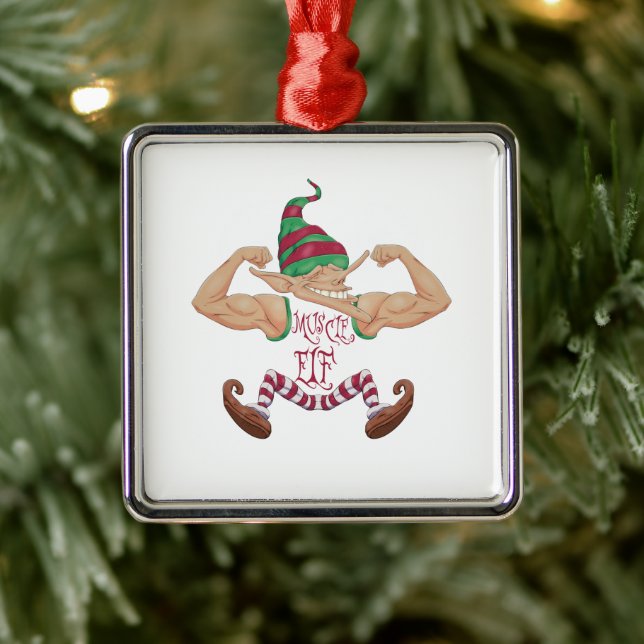 Muscle Elf Metal Ornament (Tree)