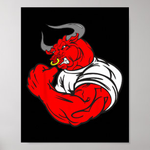 Muscle Gym Bull Deadlifting Humour Weightlifting W Poster