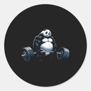 Muscle Gym Panda Bodybuilder Weightlifting Motivat Classic Round Sticker