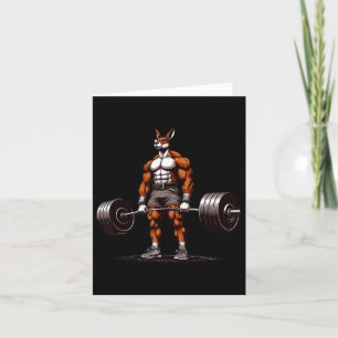 Muscle Kangaroo Deadlifting Funny Gym Weightliftin Card