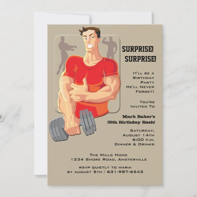 Muscle Man Invitation (Front)