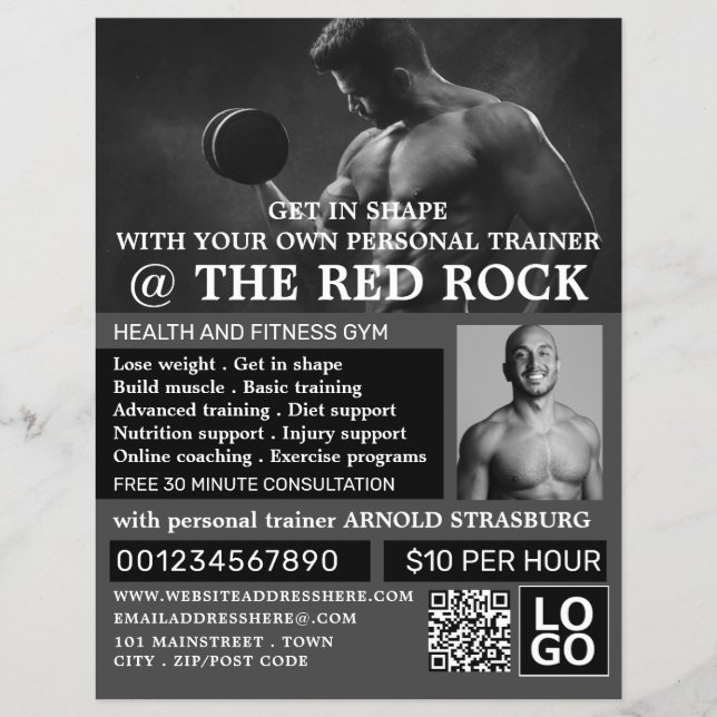 Muscle Man, Personal trainer, Gym Advertising  Flyer (Front)