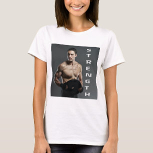 Muscle Man Strength Lift Weights Gym Workout T-Shirt