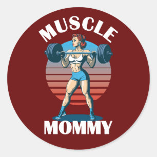 Muscle Mommy - Female Weightlifter Classic Round Sticker
