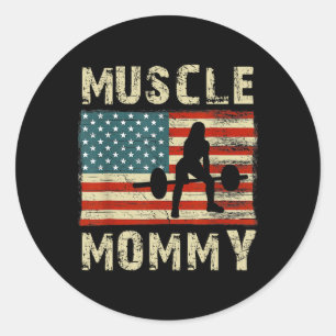 Muscle Mommy Womens Bodybuilding Bodybuilder Weigh Classic Round Sticker