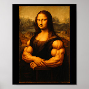 Muscle Mona Lisa Bodybuilder Weightlifting Gym And Poster