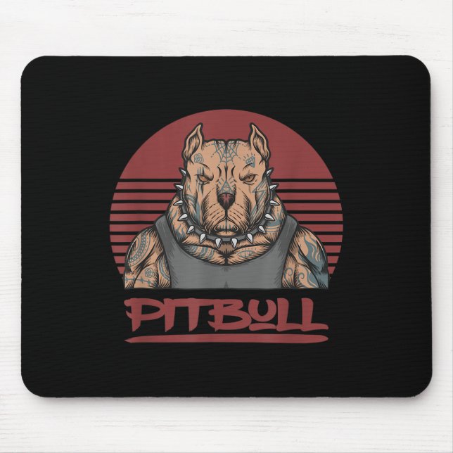 Muscle Pitbull Dog Aggressive Looking Pit Bull Wit Mouse Pad (Front)