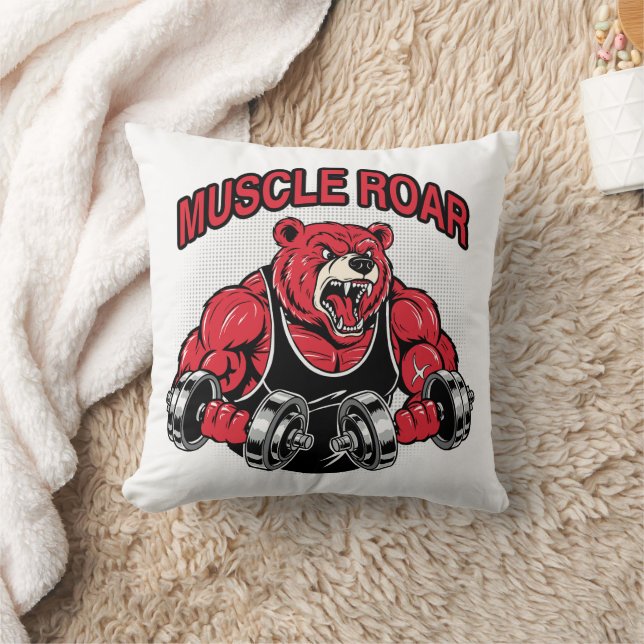 Muscle Roar Throw Pillow (Blanket)