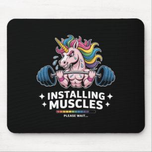 Muscles Installing Unicorn Weightlifting Bodybuild Mouse Pad
