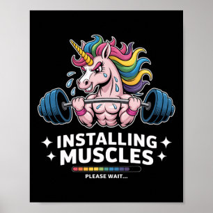 Muscles Installing Unicorn Weightlifting Bodybuild Poster