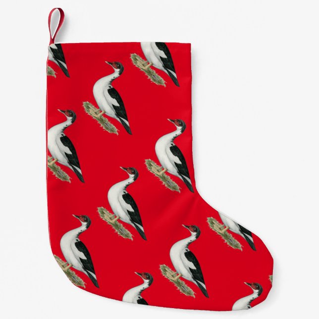 Muscovy Black Pied Duck Small Christmas Stocking (Front)