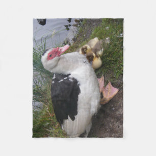 Muscovy Duck Family Fleece Blanket