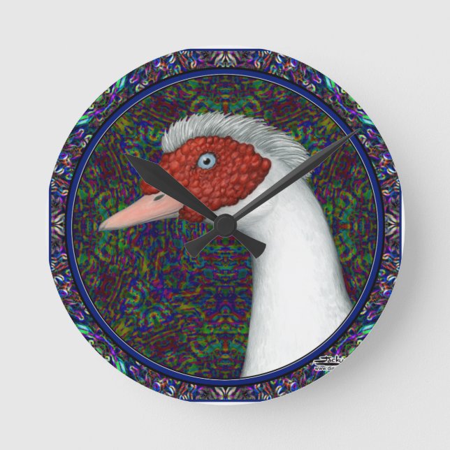 Muscovy Duck Head White Round Clock (Front)